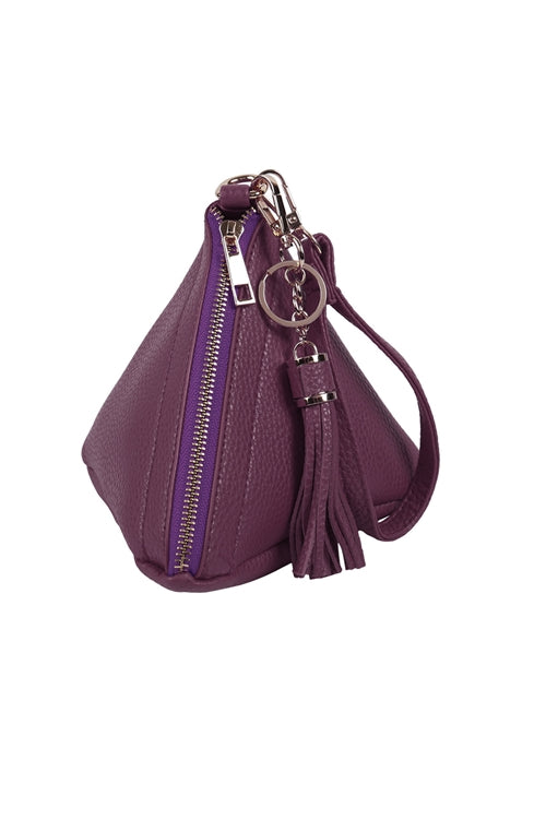 PYRAMID SHAPED LEATHER WRISTLET BAG