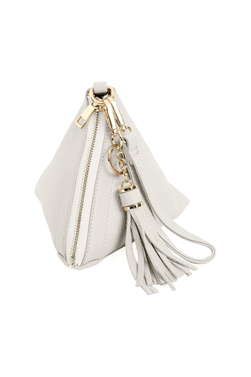PYRAMID SHAPED LEATHER WRISTLET BAG
