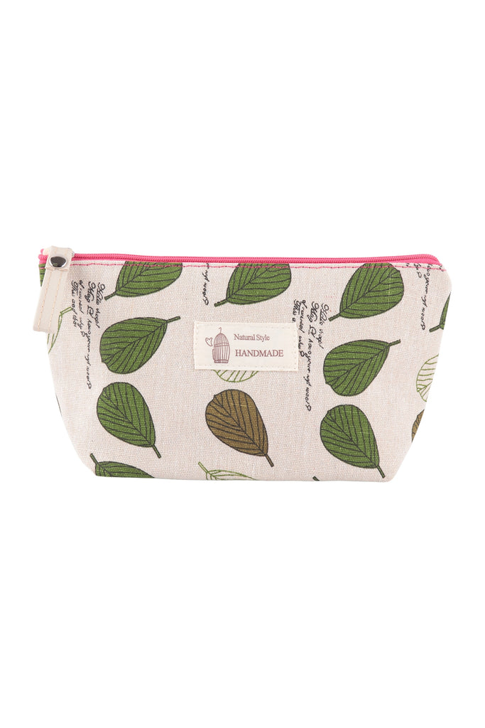 LEAVES PRINT COSMETIC POUCH BAG