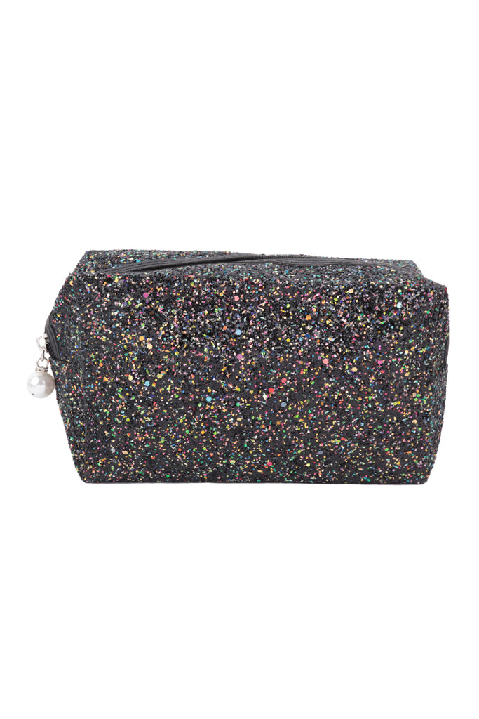 GLITTER PEARL ZIPPER COSMETIC BAG
