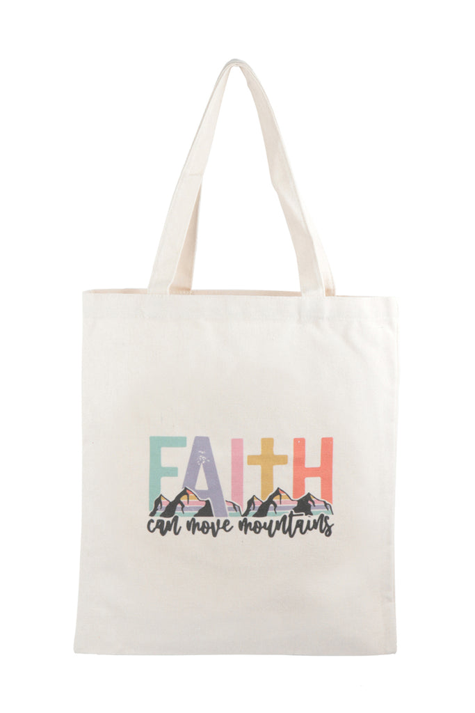 FAITH CAN MOVE MOUNTAIN PRINT TOTE BAG