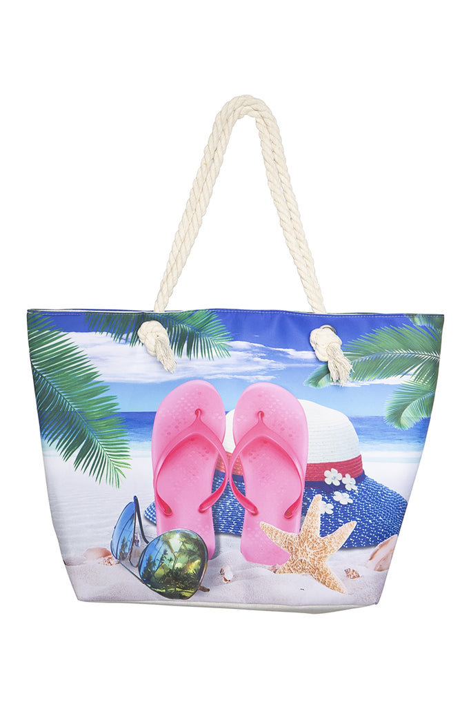 SUMMER TROPICAL PRINT TOTE BAG