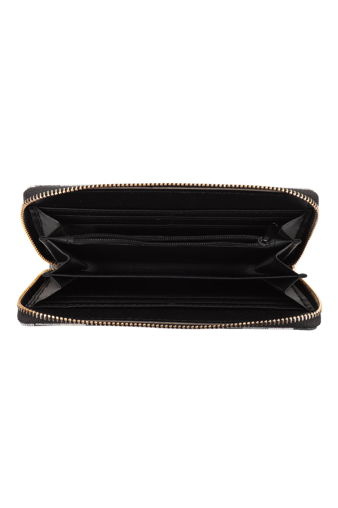 MULTICOLOR TILE PATTERN LEATHER ZIPPER WALLET