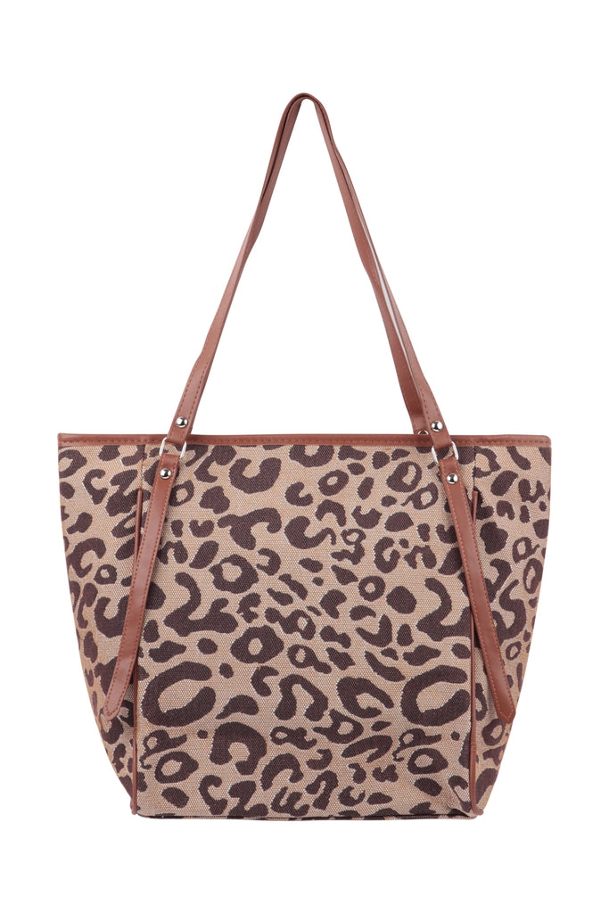 LEOPARD PRINT SHOULDER TOTE BAG