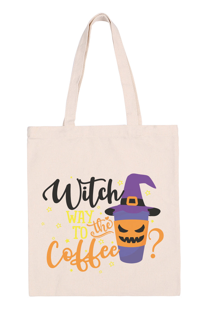 WITCH WAY TO THE COFFEE? PRINT TOTE BAG