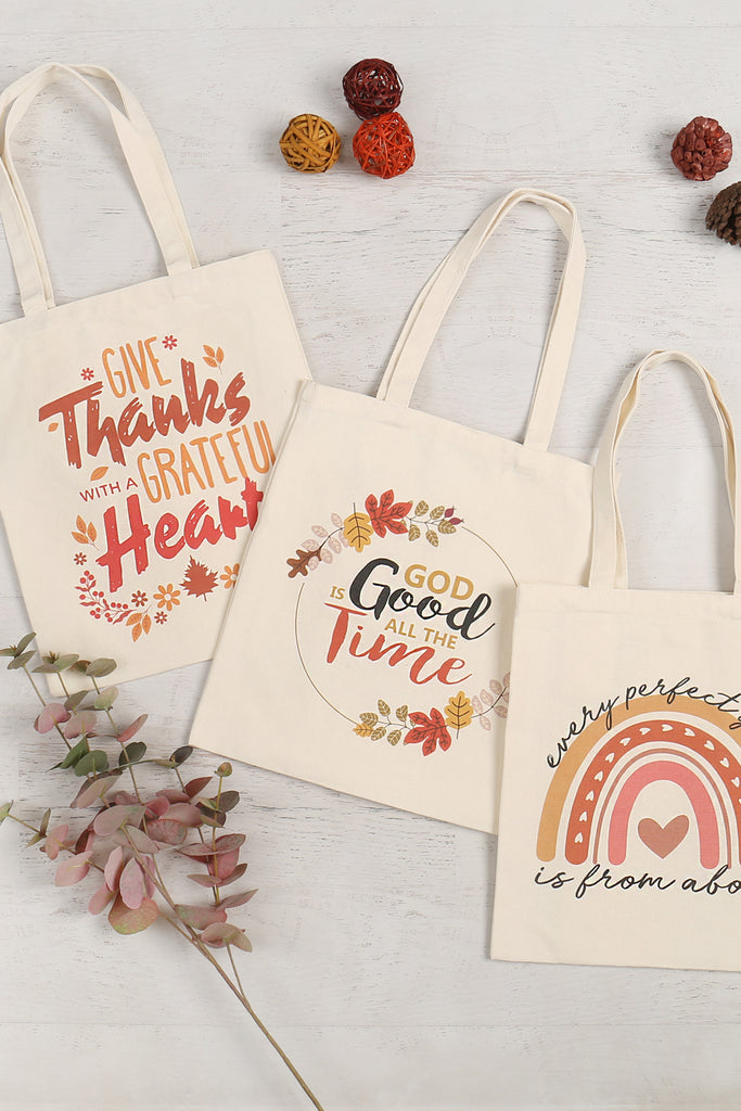 GIVE THANKS PRINT TOTE BAG