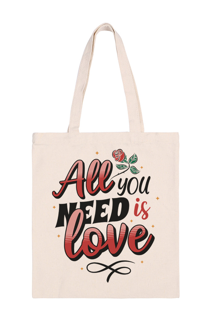 ALL YOU NEED IS LOVE PRINT MINIMALIST FASHION TOTE BAG