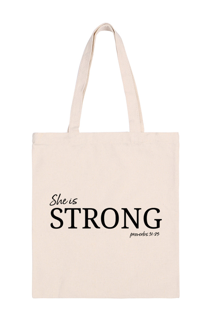 SHE IS TRONG PRINT MINIMALIST FASHION TOTE BAG