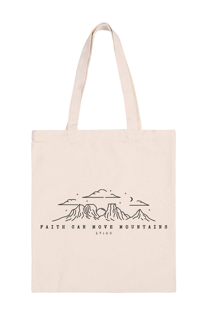 FAITH CAN MOVE MOUNTAINS PRINT MINIMALIST FASHION TOTE BAG