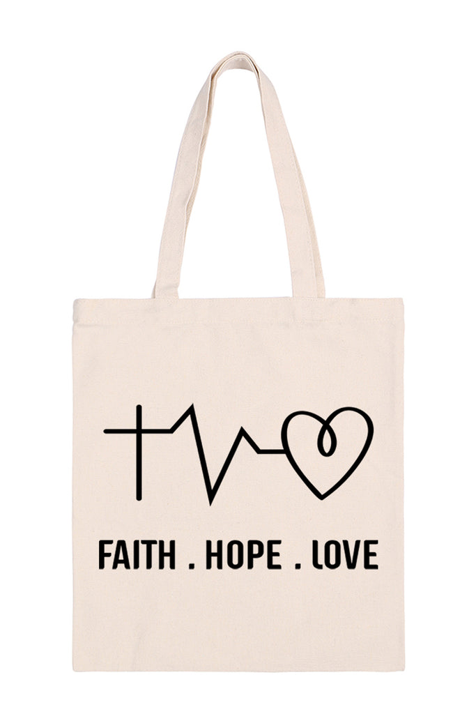 FAITH, HOPE, LOVE PRINT MINIMALIST FASHION TOTE BAG