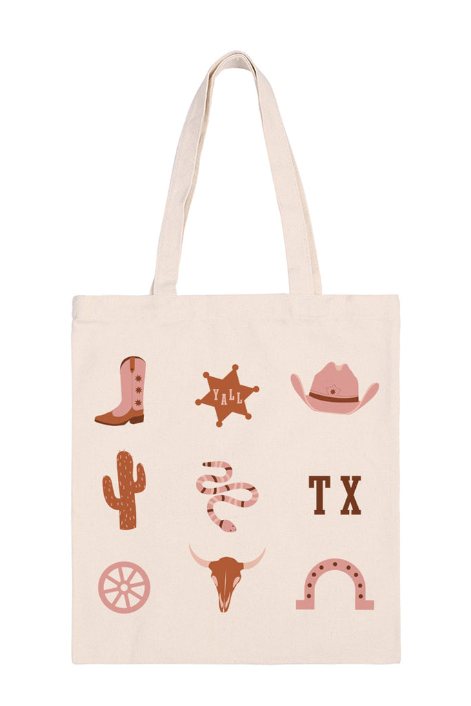 WESTERN COWBOY PRINT MINIMALIST FASHION TOTE BAG