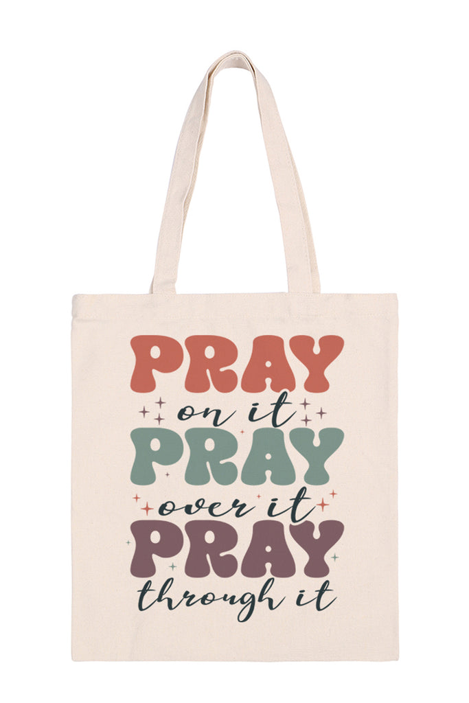 PRAY ON IT PRINT MINIMALIST FASHION TOTE BAG