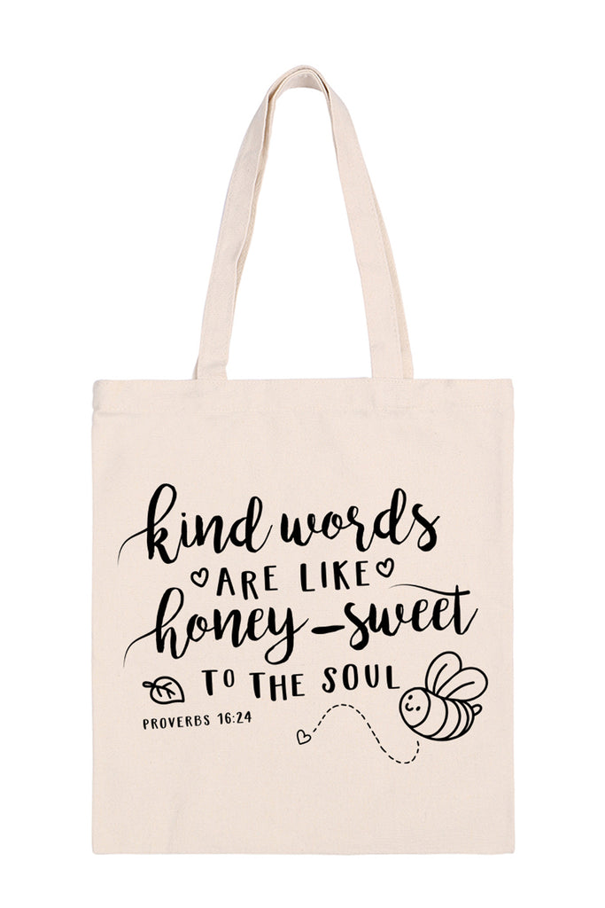 KIND WORDS PRINT MINIMALIST FASHION TOTE BAG
