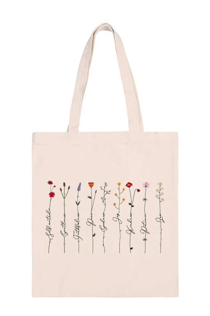 FLORAL INSPRIRATIONAL PRINT MINIMALIST FASHION TOTE BAG