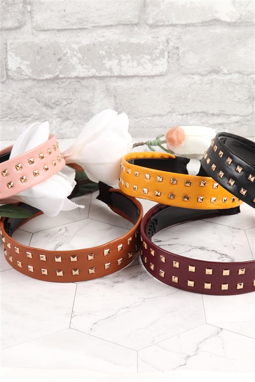 LEATHER W/ STUD FASHION HEADBAND