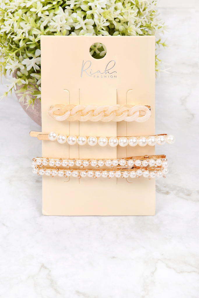 3 PIECE ACRYLIC PEARL HAIR PIN SET