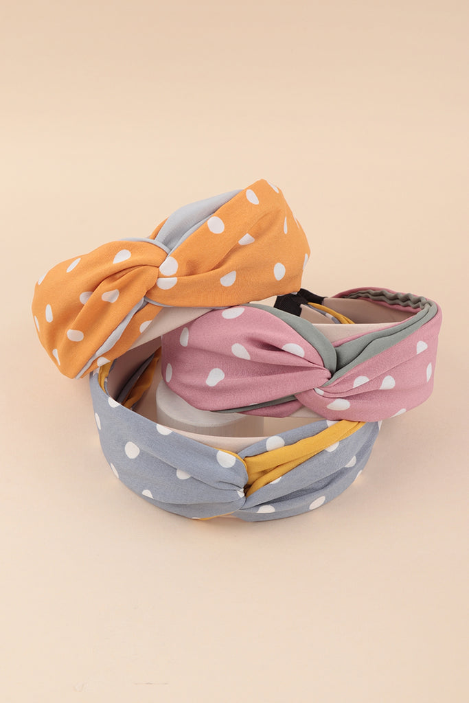 POLKA DOT PRINT TWISTED HEADBAND HAIR ACCESSORIES