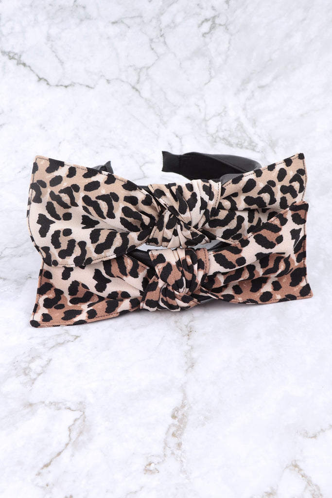 BOW TIE CHEETAH PRINT FASHION HEAD BAND HEAD ACCESSORIES