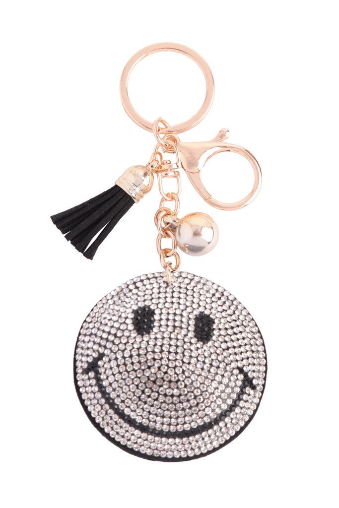 SMILEY RHINESTONE TASSEL KEYCHAIN