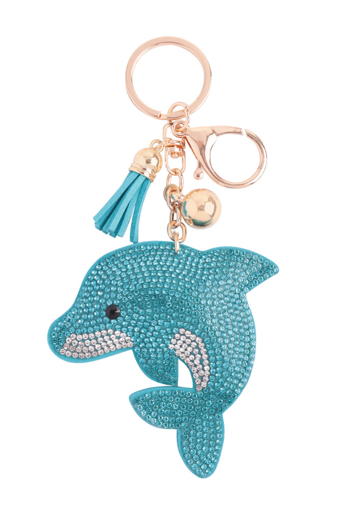 DOLPHIN RHINESTONE TASSEL KEYCHAIN