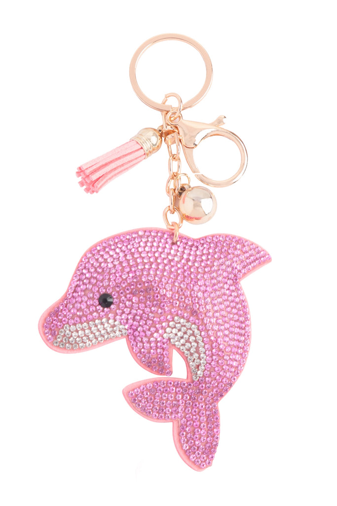 DOLPHIN RHINESTONE TASSEL KEYCHAIN