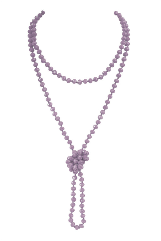 60" LONG KNOTTED GLASS BEADS NECKLACE