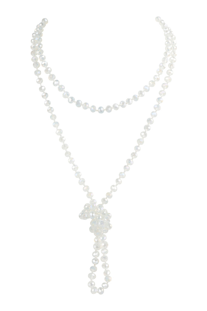 60" LONG KNOTTED GLASS BEADS NECKLACE