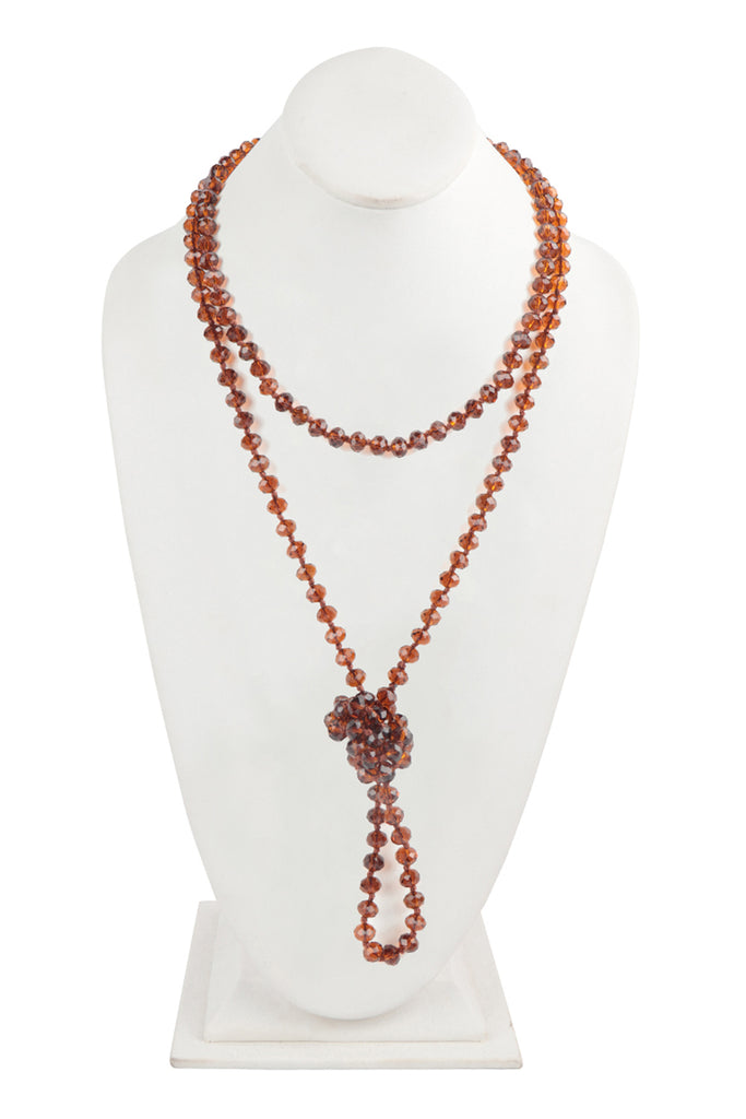 60" LONG KNOTTED GLASS BEADS NECKLACE