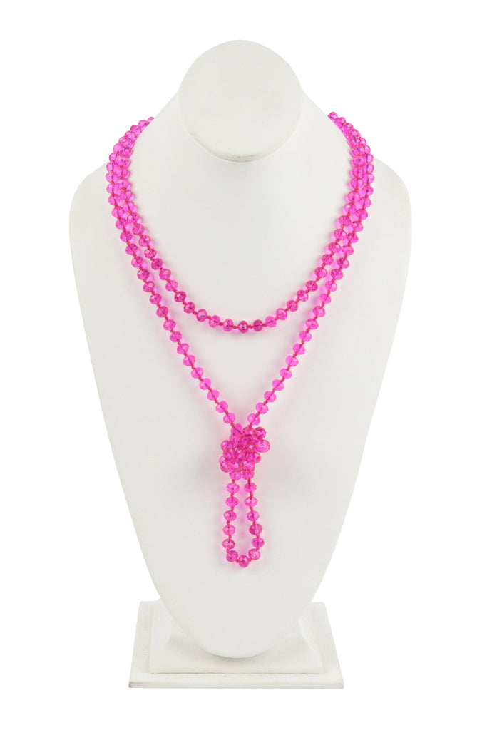 60" LONG KNOTTED GLASS BEADS NECKLACE
