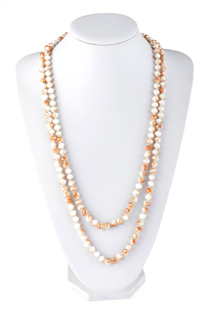 60" LONG KNOTTED GLASS BEADS NECKLACE