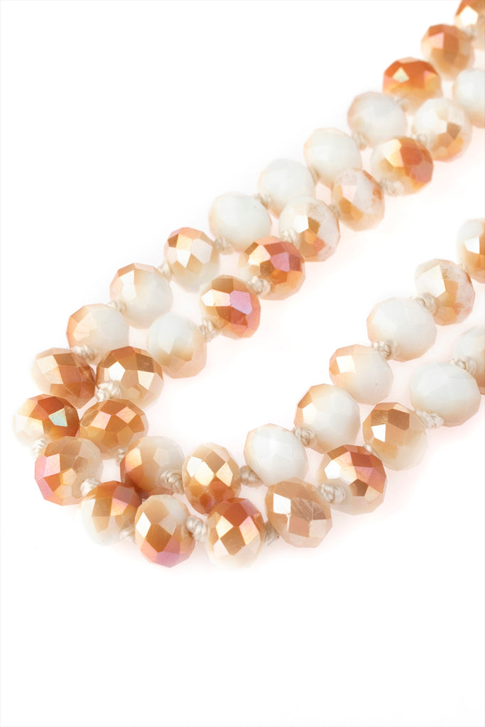 60" LONG KNOTTED GLASS BEADS NECKLACE