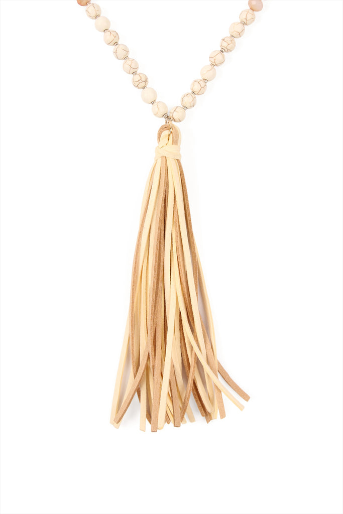 Natural Stone Tassel Pendant Necklace
