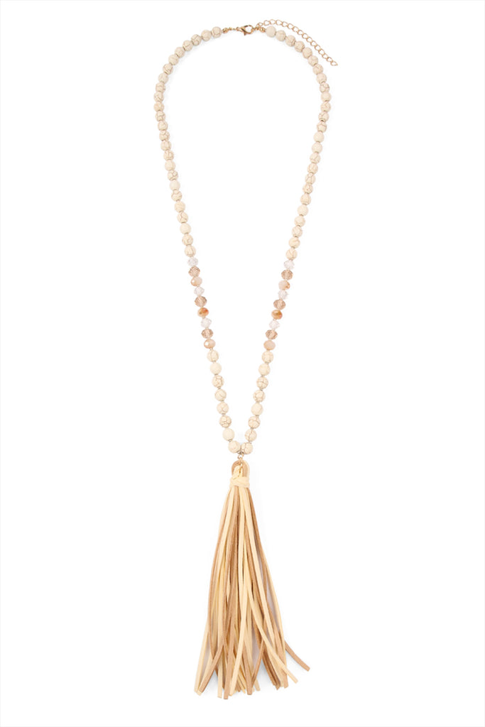 Natural Stone Tassel Pendant Necklace
