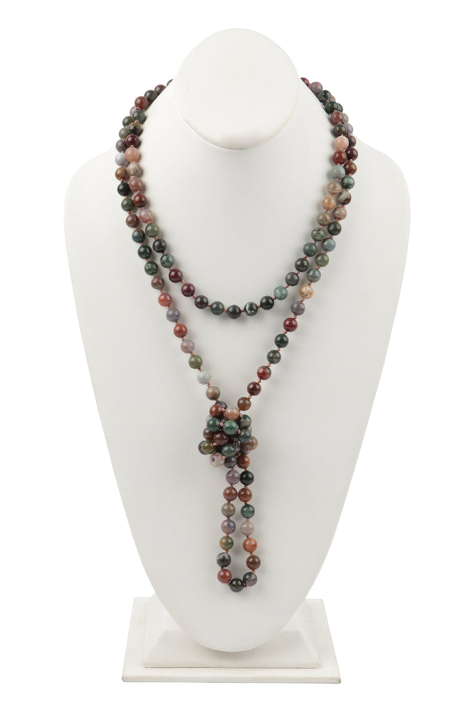 NATURAL STONE HAND KNOTTED LONG NECKLACE