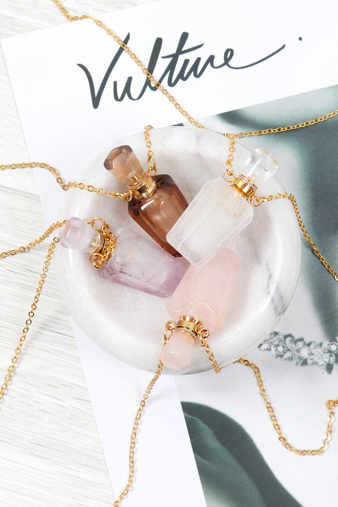 NATURAL STONE HEXAGON CRYSTAL PENDANT  NECKLACE