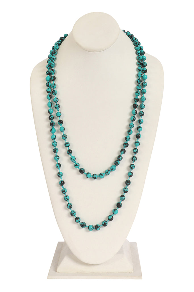 NATURAL STONE LONG BEADED NECKLACE