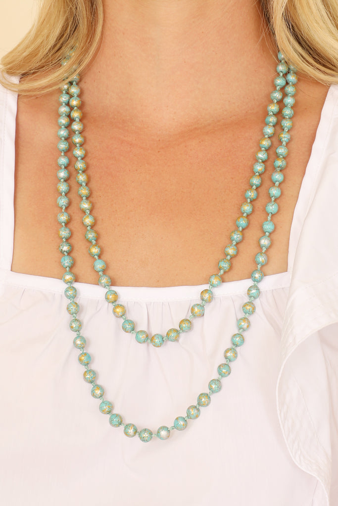 VERSATILE LONG NATURAL STONE BEADED NECKLACE