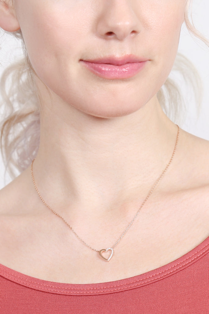 Heart Crystal Pave Necklace