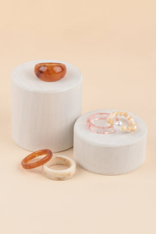 WAVY RESIN BEADED ELASTIC ASSORTED 5PCS RING SET