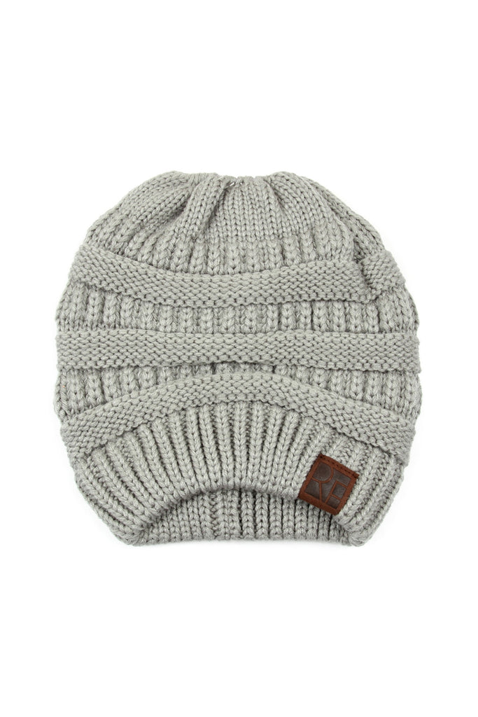 KNITTED PONYTAIL BEANIE