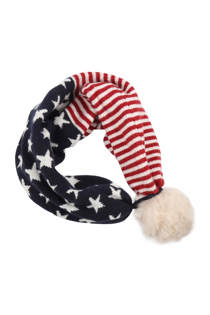 USA ACCENT LIGHT PRINT POM DUAL PURPOSE BEANIE SCARF