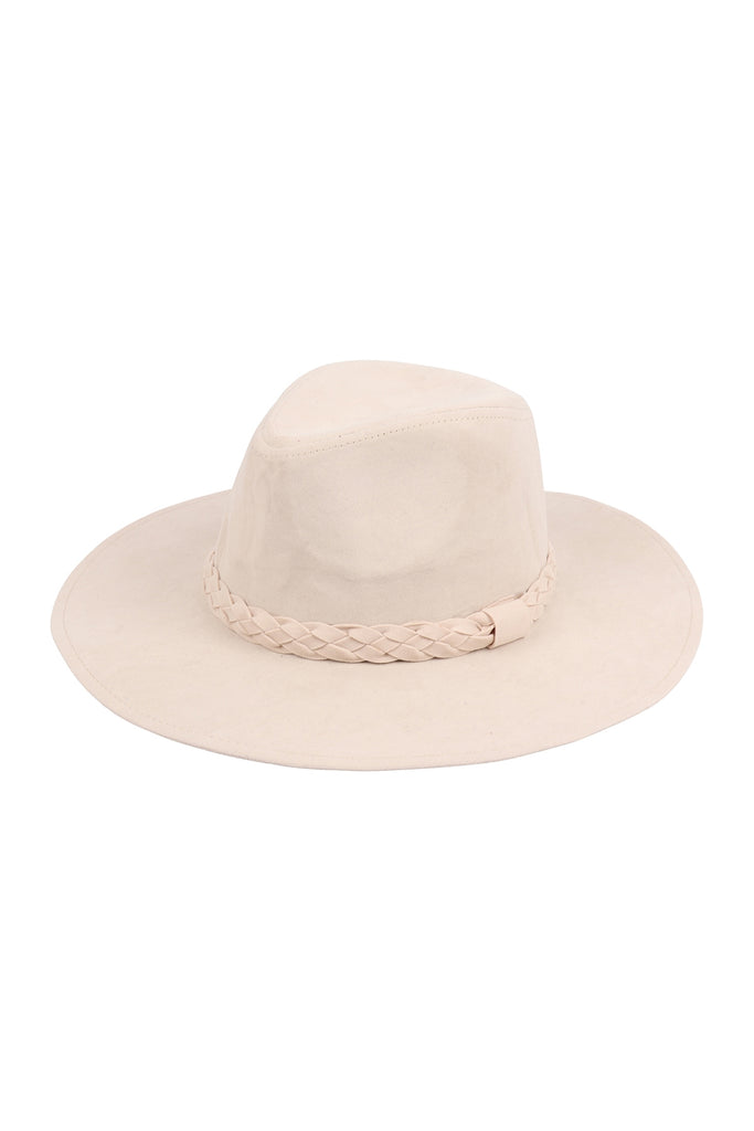 FASHION BRIM HAT WITH BRADED TIE