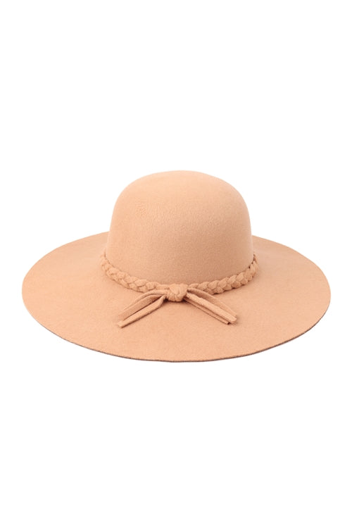 BOWLER FASHION BRIM SUMMER HAT WITH BRADED TIE