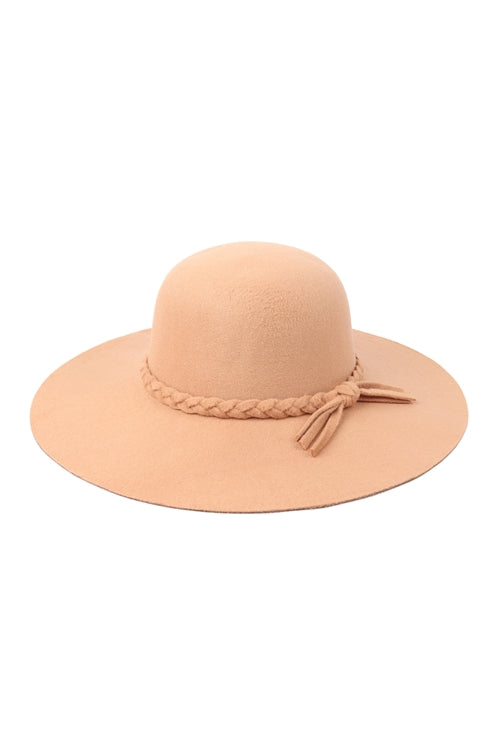 BOWLER FASHION BRIM SUMMER HAT WITH BRADED TIE