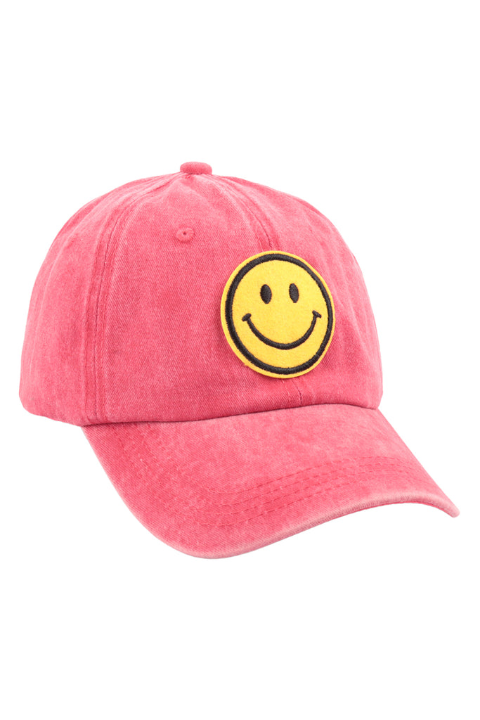 SMILEY LOGO ACID WASHED TEXTURED FASHION FASHION CAP