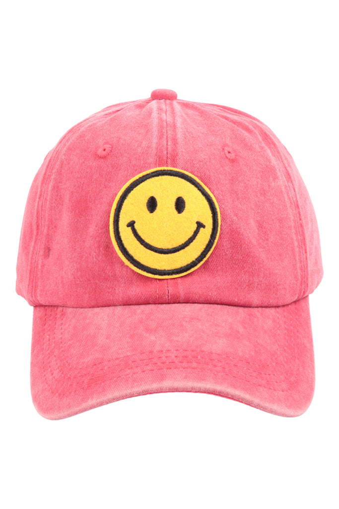 SMILEY LOGO ACID WASHED TEXTURED FASHION FASHION CAP