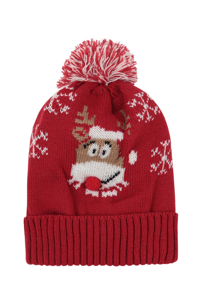 CHRISTMAS HOLIDAY DESIGN POMPOM BEANIE