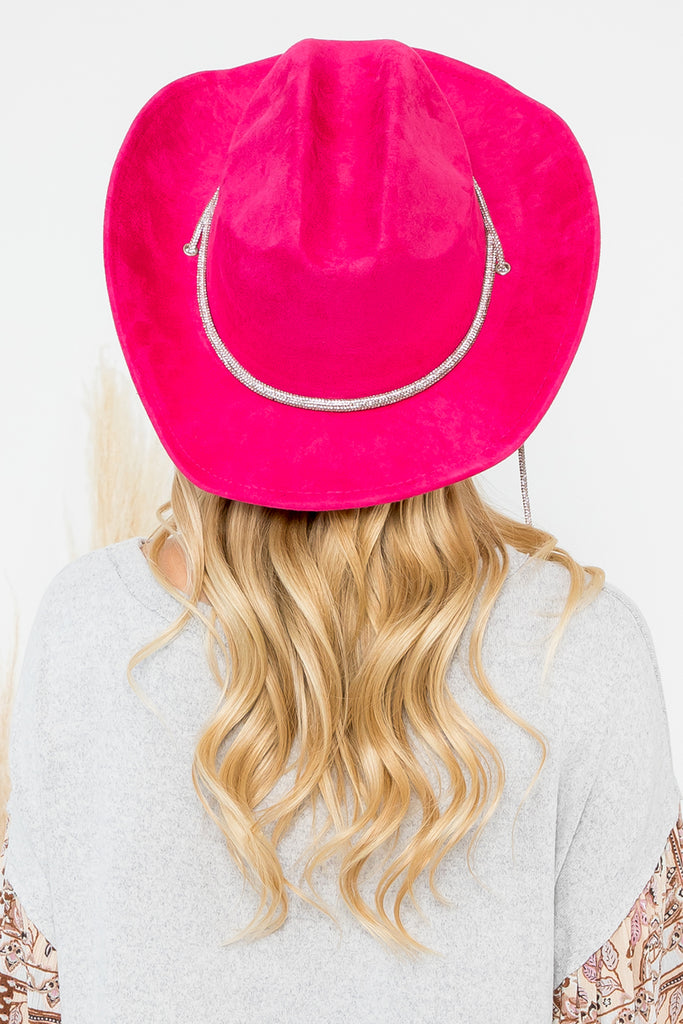 FEDORA FASHION BRIM HAT WITH GLITTER RHINESTONE LACE