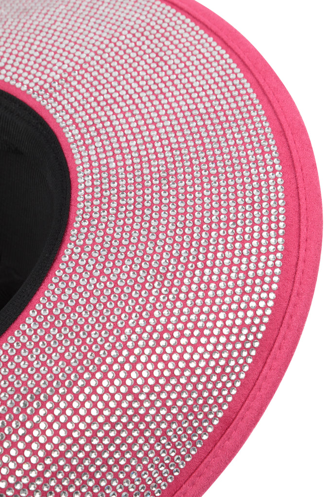 RHINESTONE GLITTER BRIM FEDORA HAT