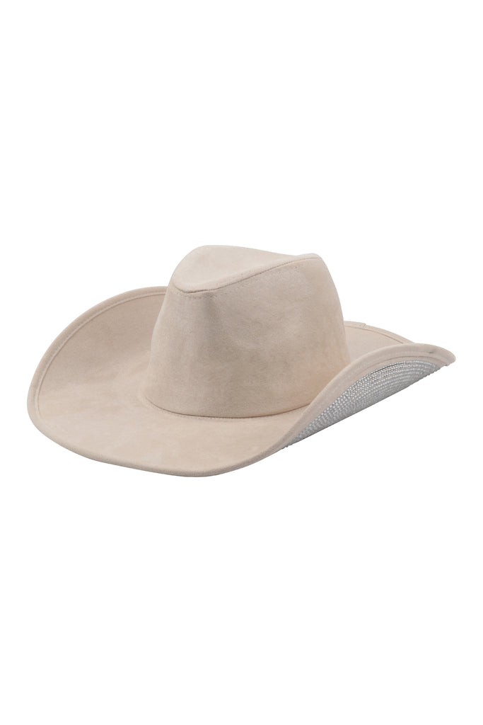 RHINESTONE GLITTER BRIM FEDORA HAT